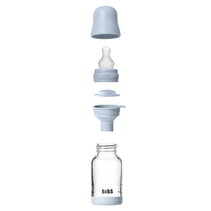 Glasfløska, 120 ml, Silikon, Baby Blue